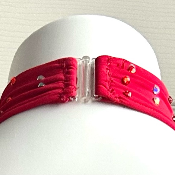 Beautiful New! Red Halter Custom Jazz Dance Costume With Feathers Small Adult💃 - Picture 7 of 8